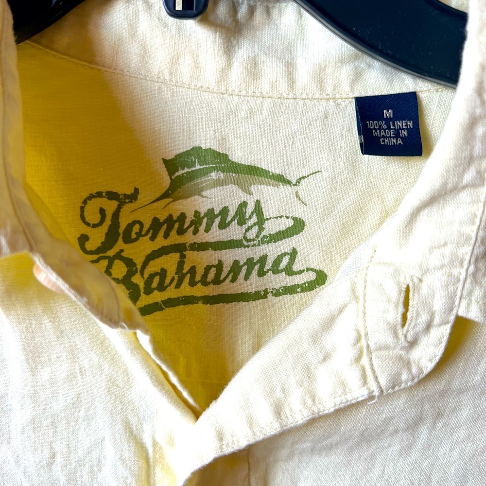 Tommy Bahama light yellow linen shirt. Size M